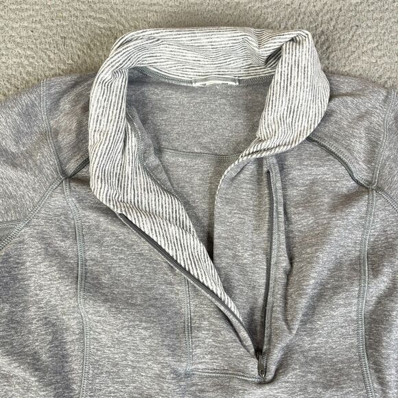 Lululemon Think Fast Shirt Womens 10 Pullover 1/2 Zip Performance Top Thumbholes - Picture 3 of 12